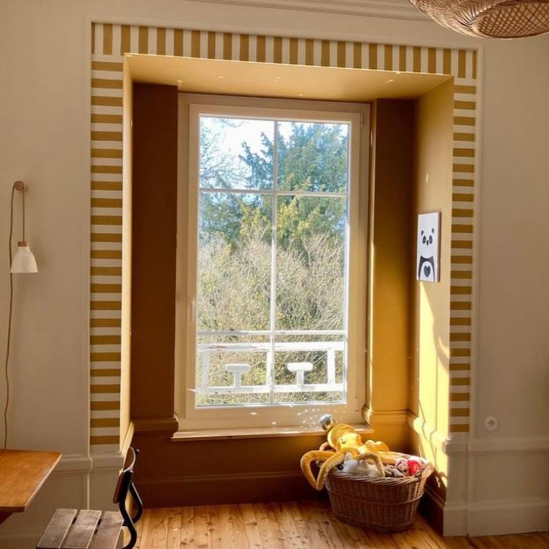 Cabine de plage - Ocre & blanc