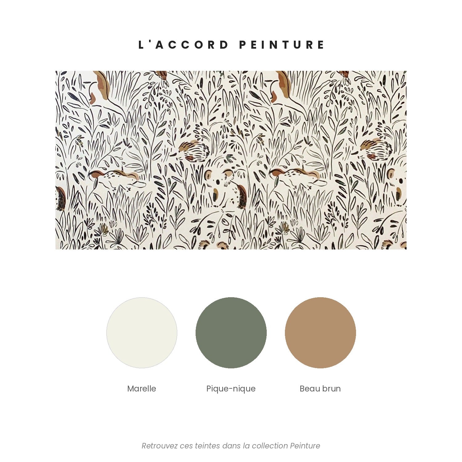 Accord peinture pour le papier peint Cousinade — Marelle, Pique-nique et Beau brun
