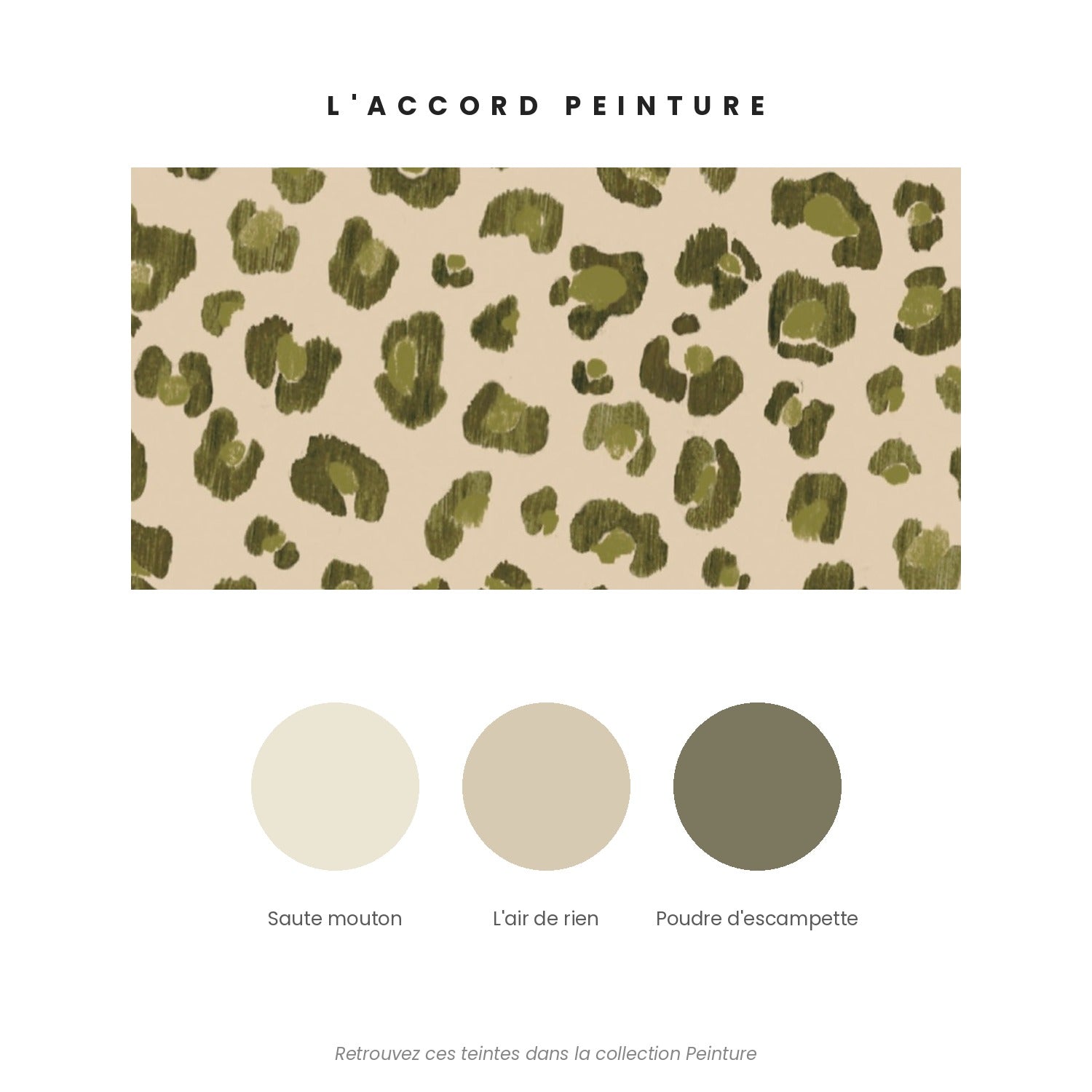 Accord peinture pour le papier peint Graou kaki — Saute mouton, L'air de rien et Poudre d'escampette