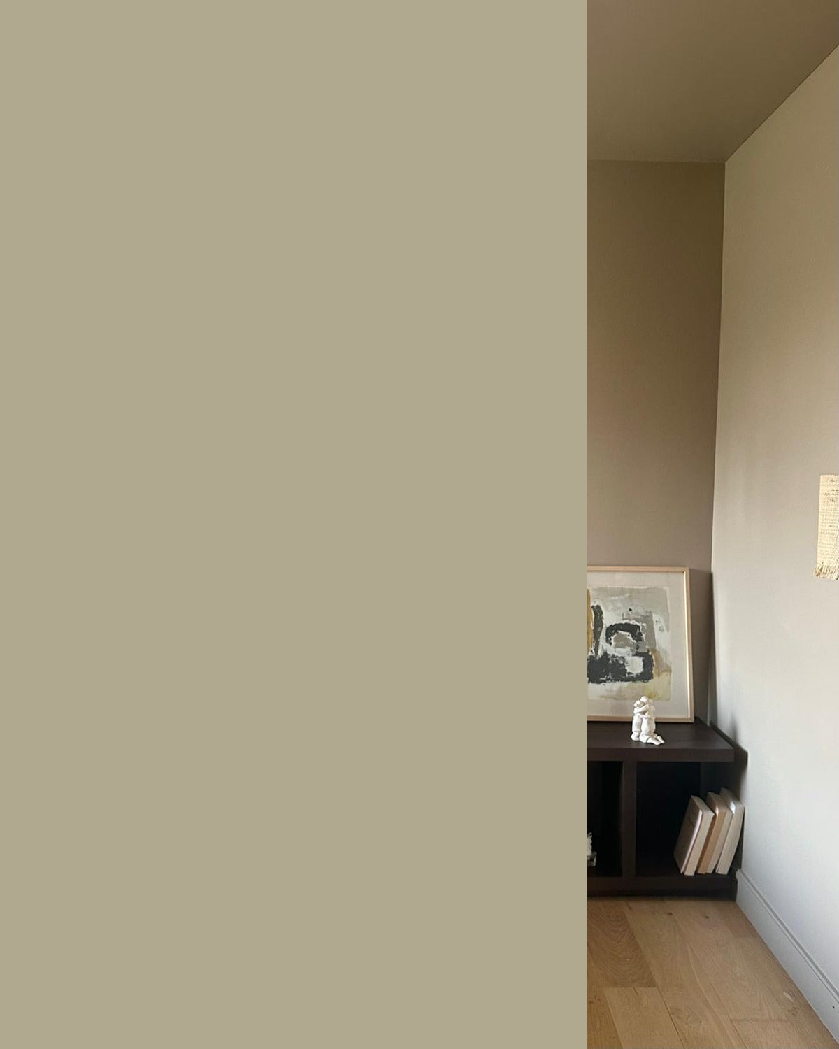 Échantillon de peinture Palio Bilboquet Deco, beige greige présenté dans une chambre