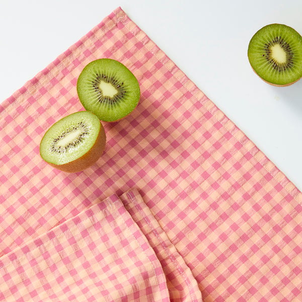 Serviettes de table " un petit creux " - Vichy Framboise