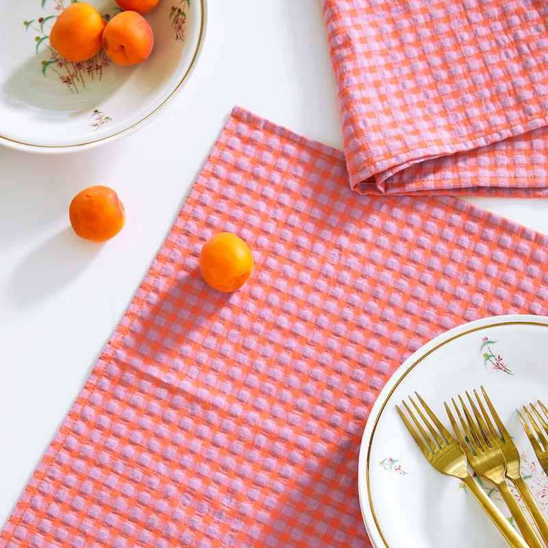 Serviettes de table " un petit creux " - Vichy Lilas