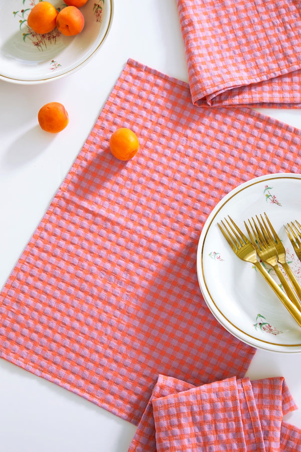 Serviettes de table " un petit creux " - Vichy Lilas