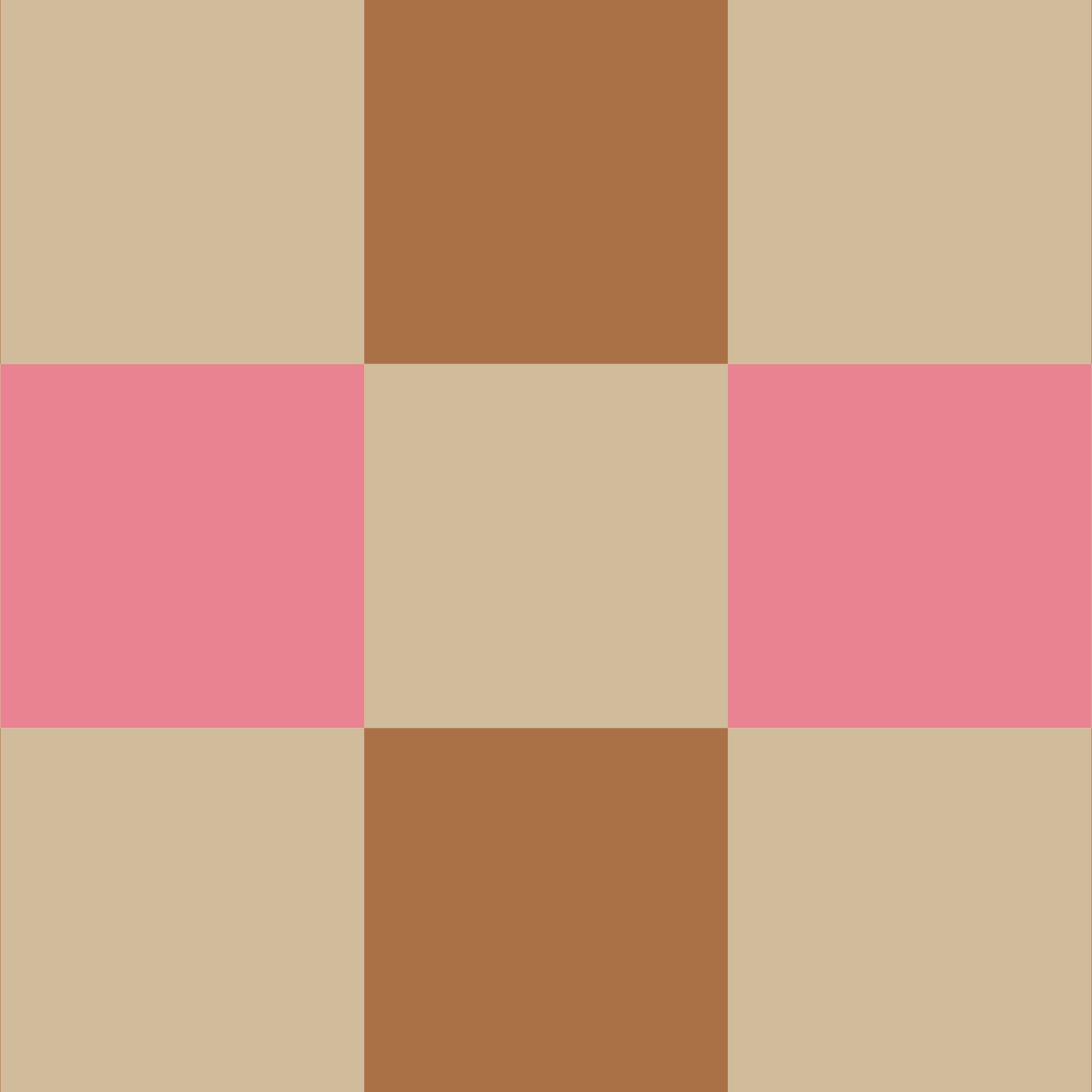 Motif à carreaux rose vif, camel et sable — échantillon de la frise adhésive Cadence Rose Bilboquet Déco