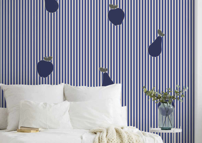 Bonne poire - bleu-Papier Peint-Bilboquet Deco