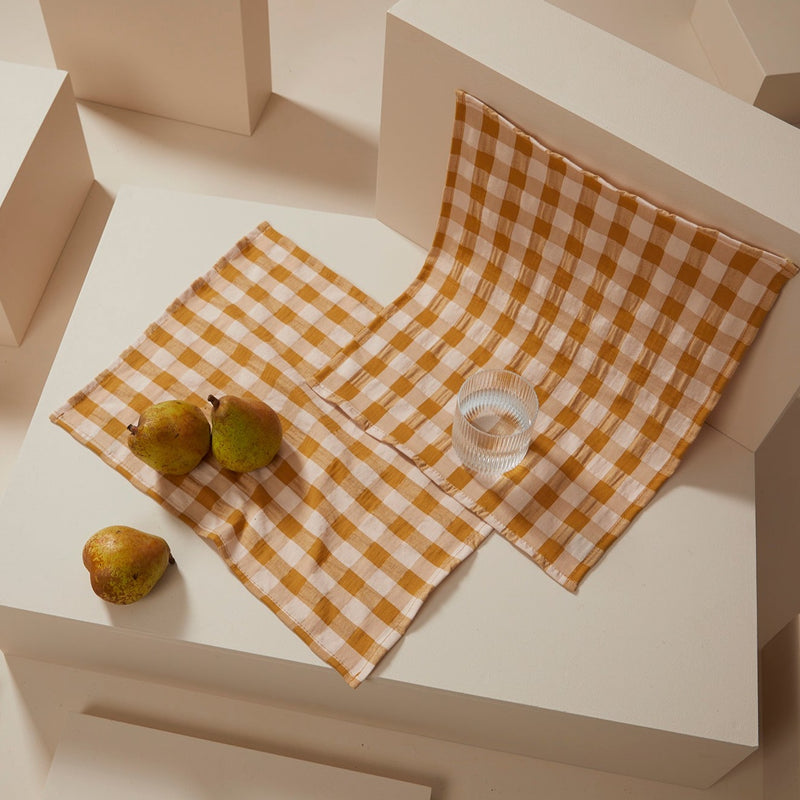 Sets de table " bon app' " - Vichy camel