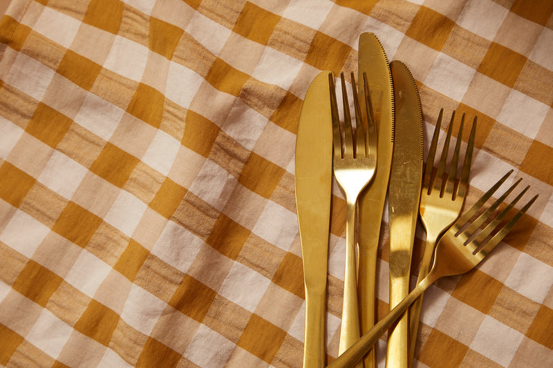 Serviettes de table " un petit creux " - Vichy camel