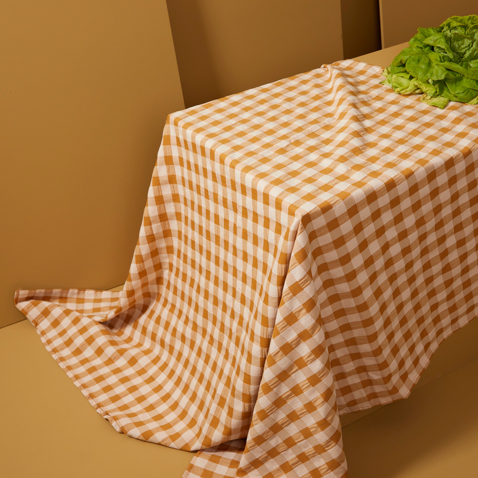 Nappe " à taaable ! " - Vichy camel-linge de maison-Bilboquet Deco