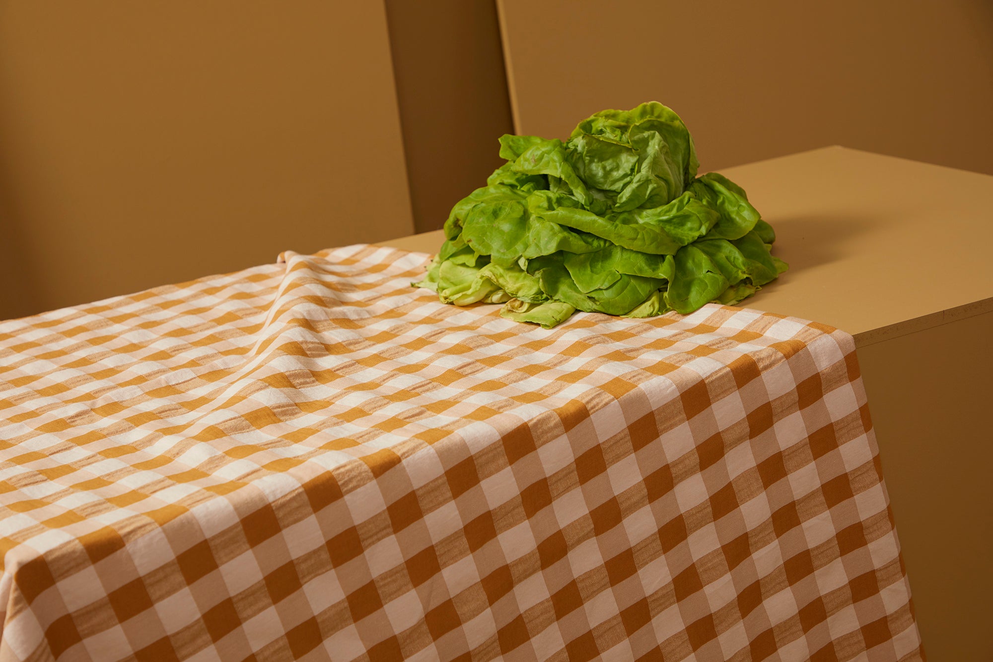 Nappe " à taaable ! " - Vichy camel-linge de maison-Bilboquet Deco