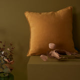 Housse de coussin carré " lève-tard " - Moutarde