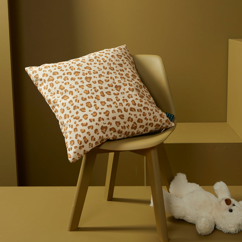 Housse de coussin carré " lève-tard " - Léopard camel