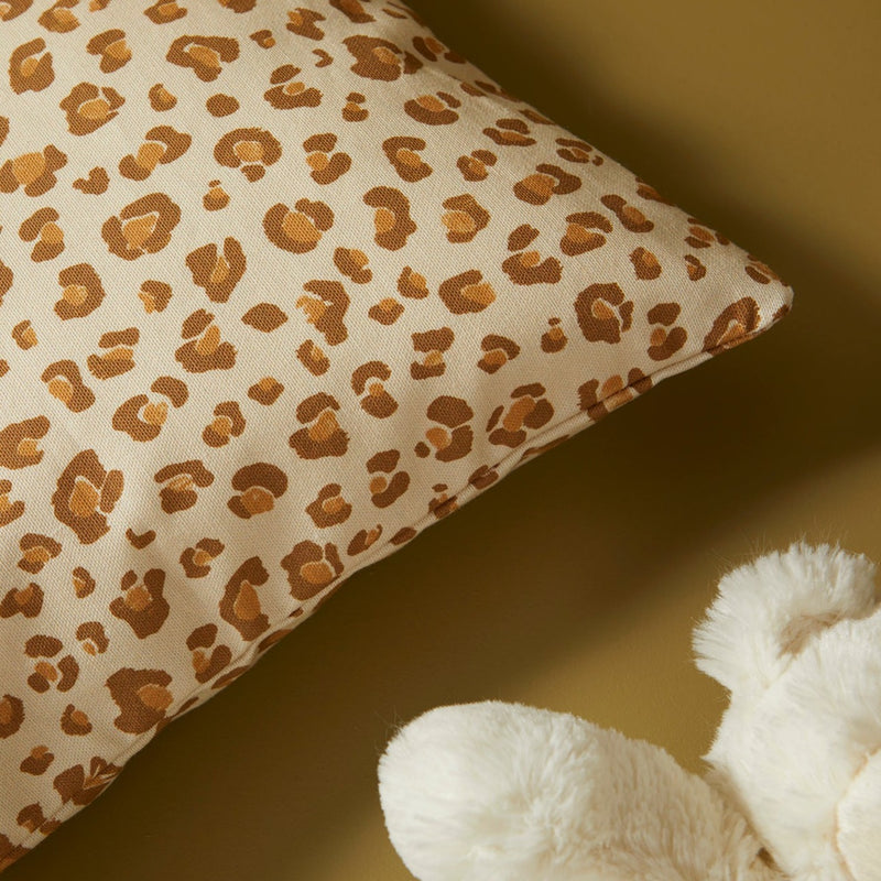 Housse de coussin carré " lève-tard " - Léopard camel